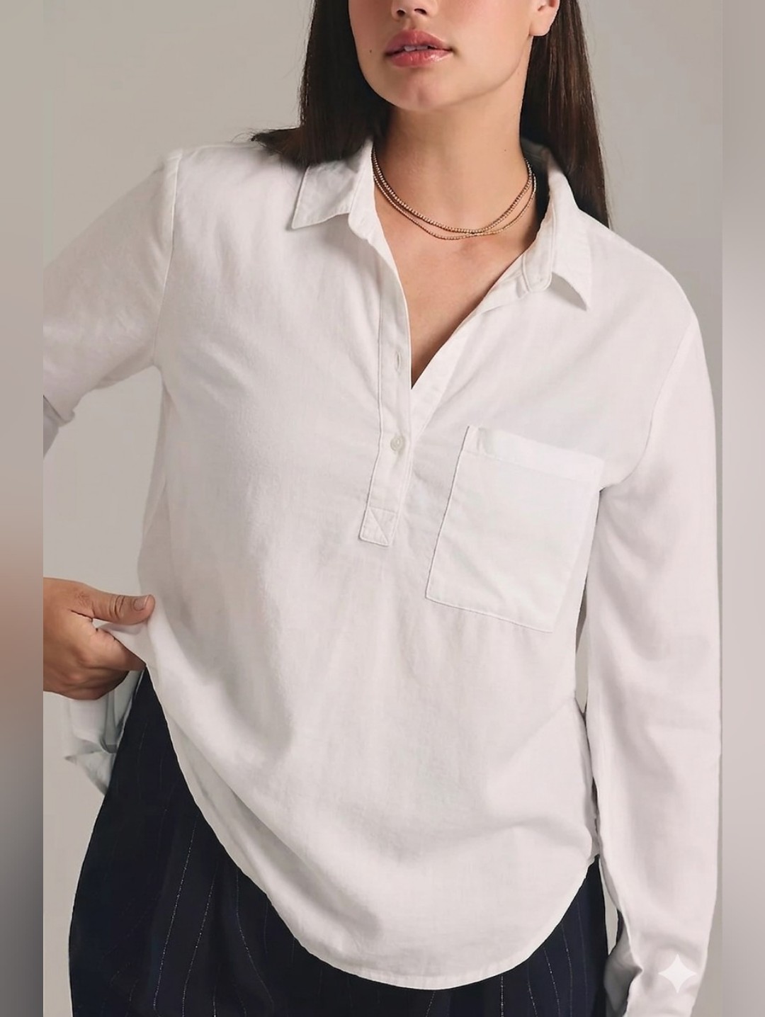 Anthropologie Cloth And Stone White Shirt With Front Pocket